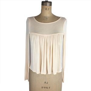 Talula (Aritzia) Light Peach Flowing Babydoll Long Sleeve Top Size S